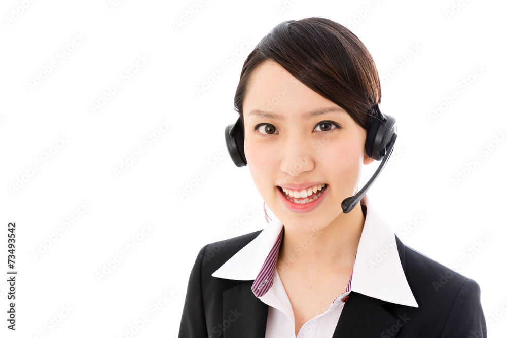 asian businesswoman on white background