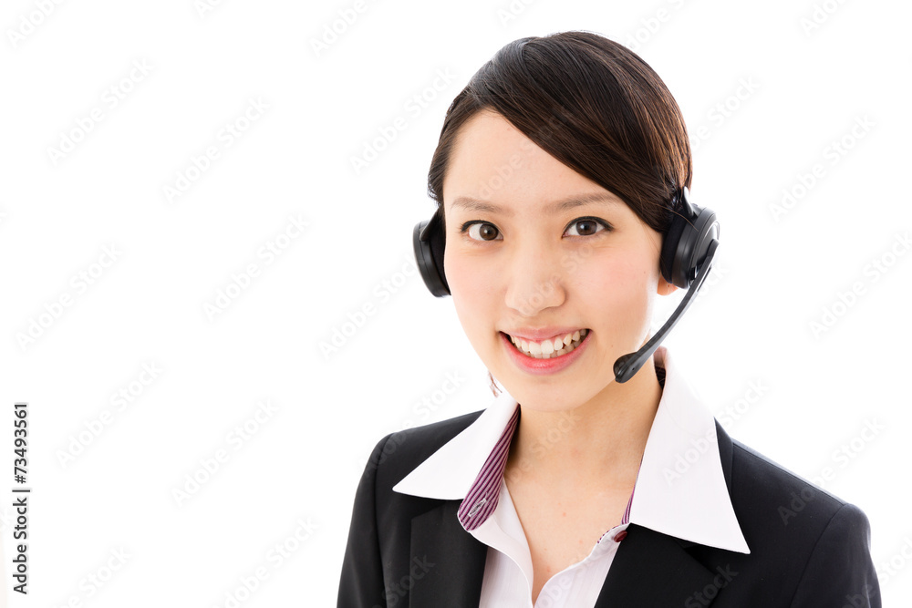 asian businesswoman on white background