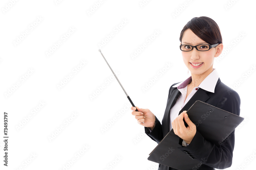 asian businesswoman on white background