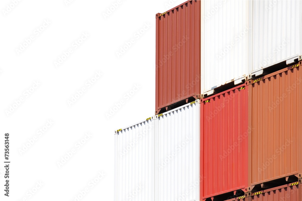 Stack of container shipping isolated on a white background