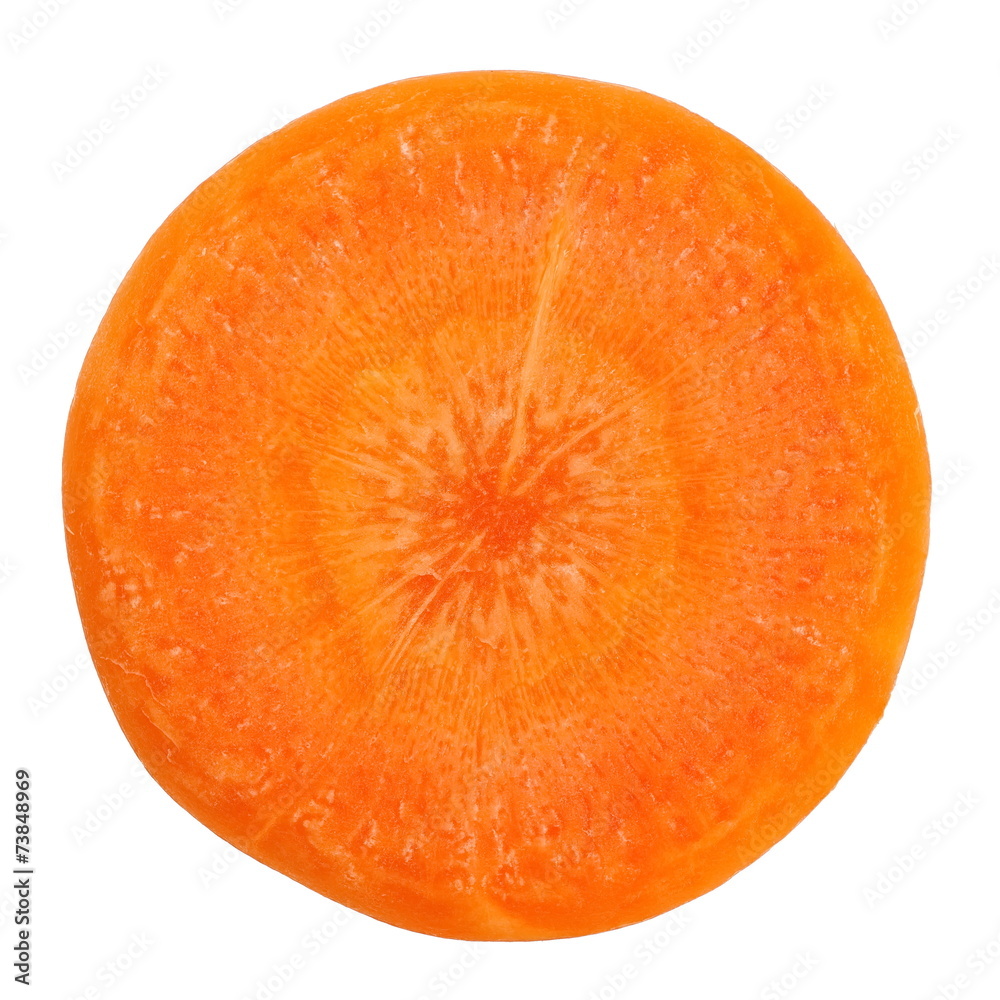 Fresh carrot slice on a white background