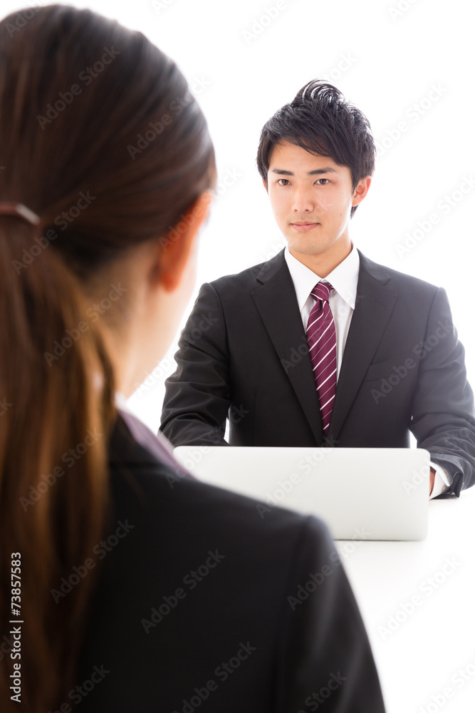 businessperson working image on white background