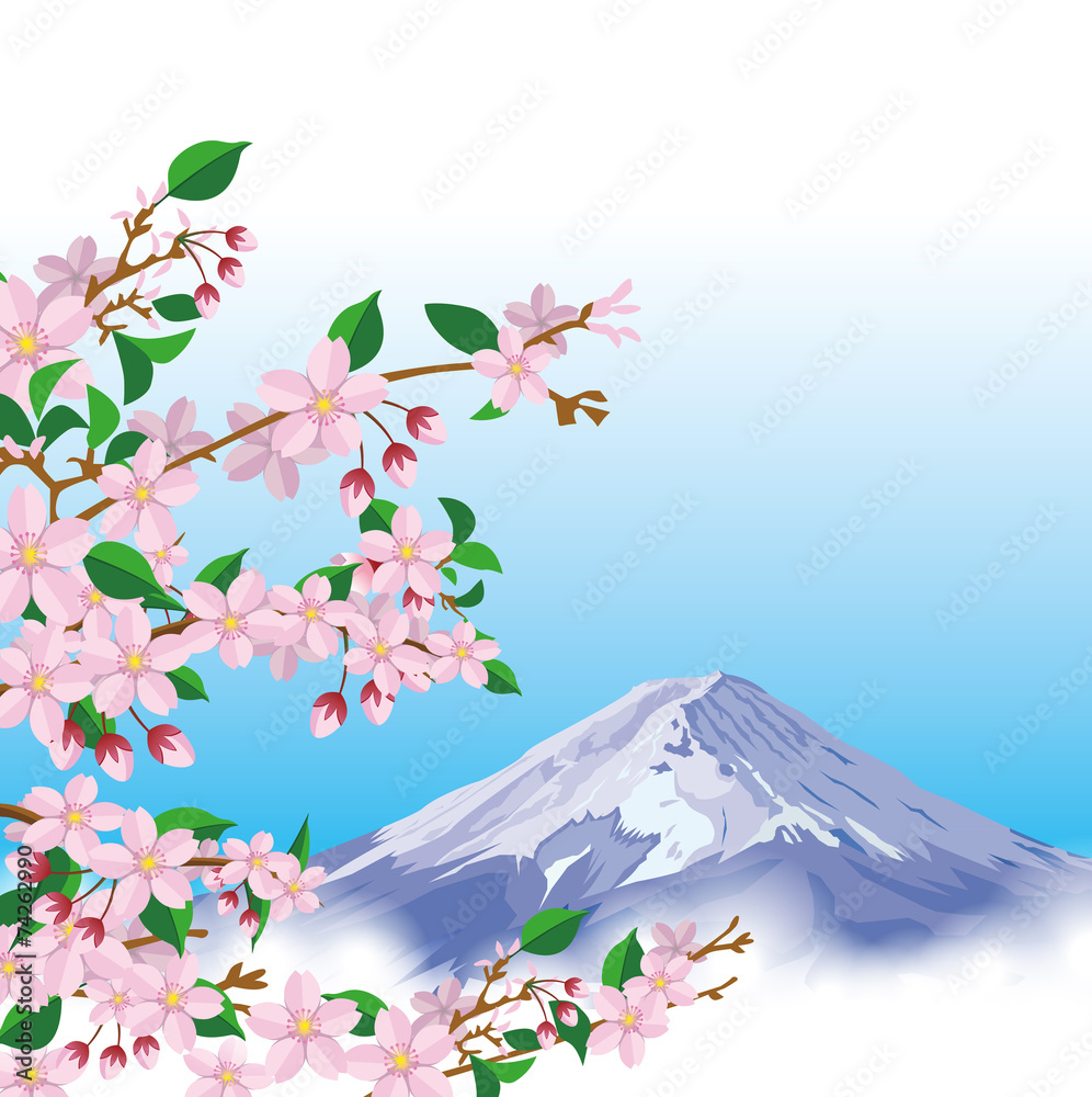 富士山　桜　背景