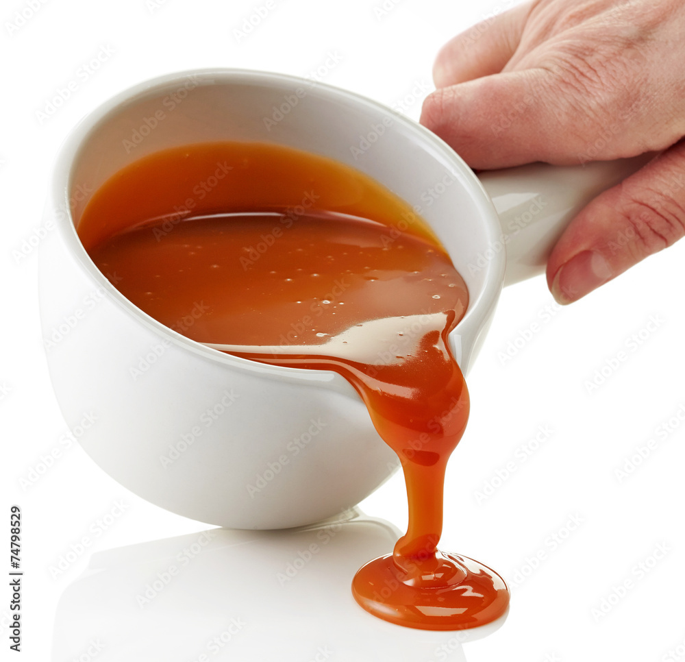 bowl of melted caramel sauce