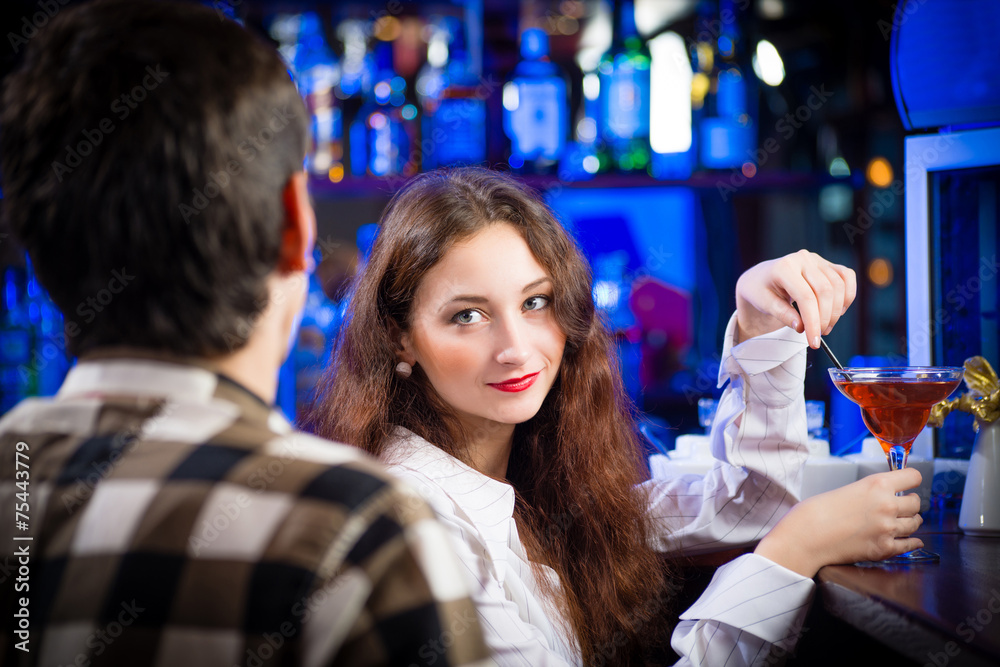 young woman in a bar