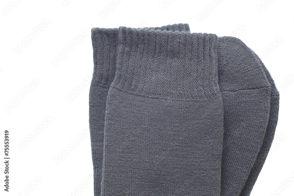 Winter black sock for men isolated on white background