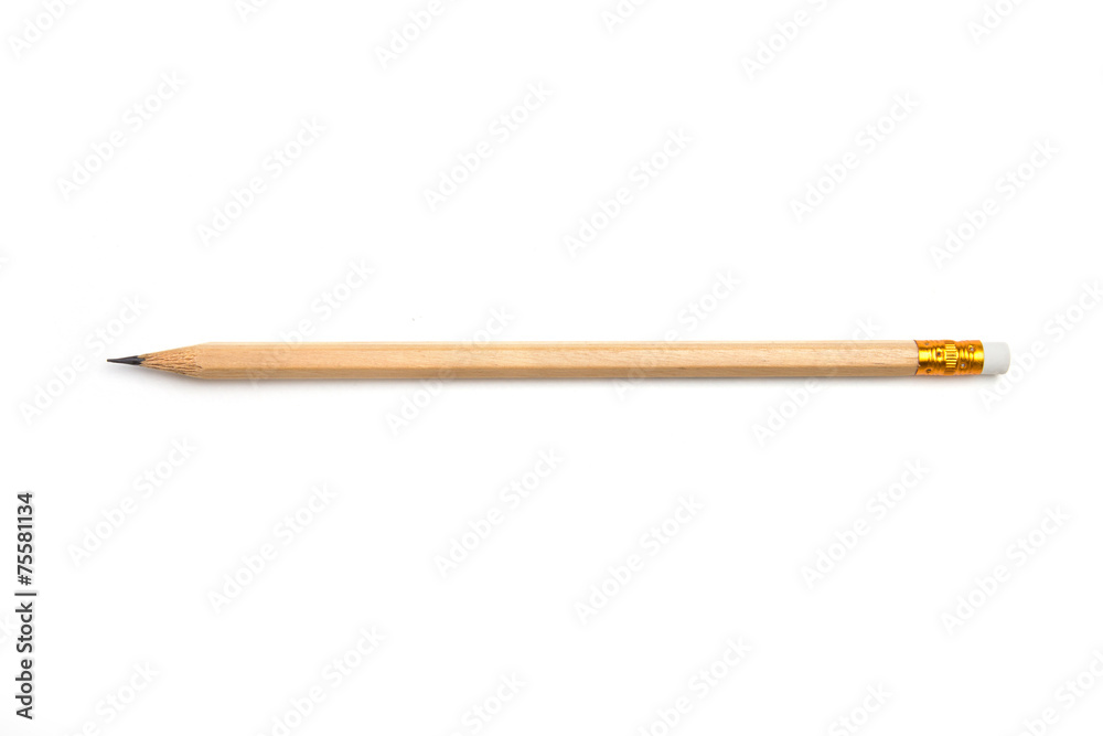 wooden pencil isolated on white background