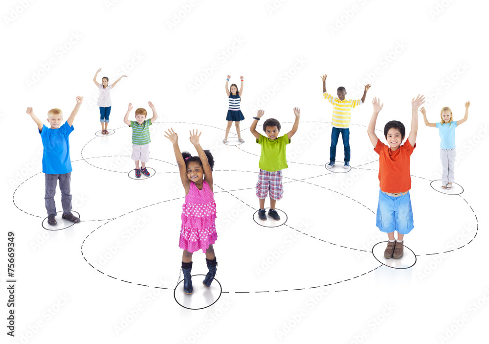 Group Children Fun Enjoyment Cheerful Togetherness Concept