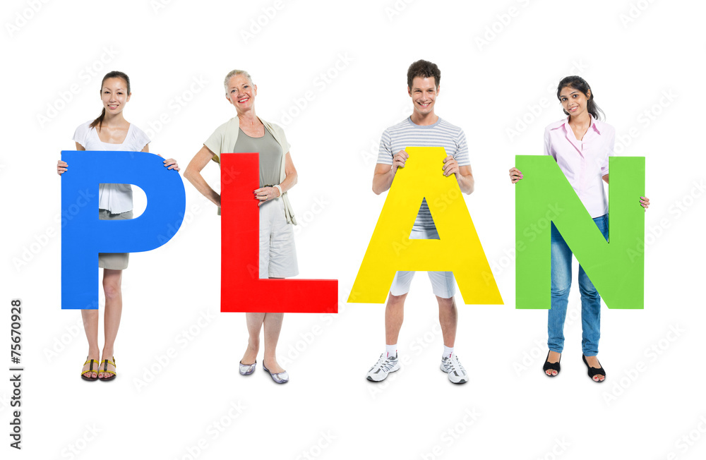 Group People Holding Alphabet Plan Planning Concept