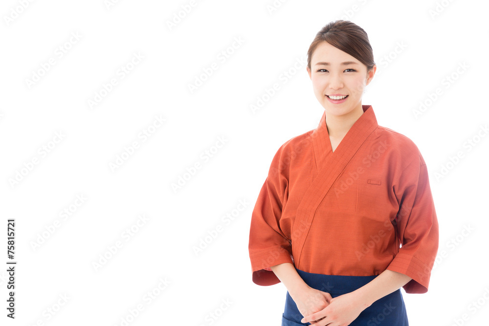 asian businesswoman on white background