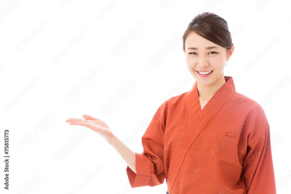 asian businesswoman on white background