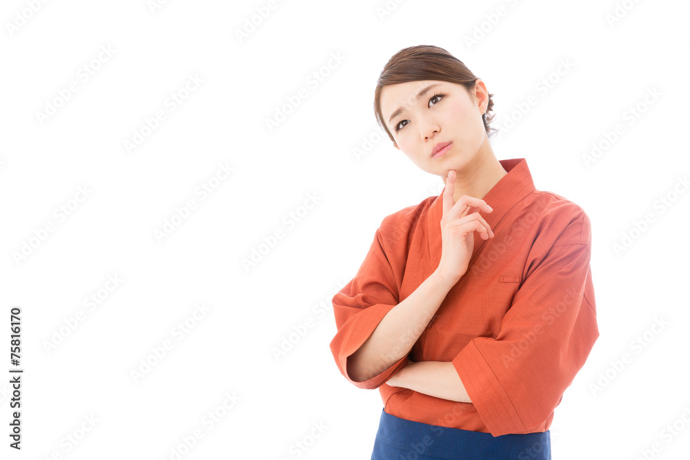 asian businesswoman on white background