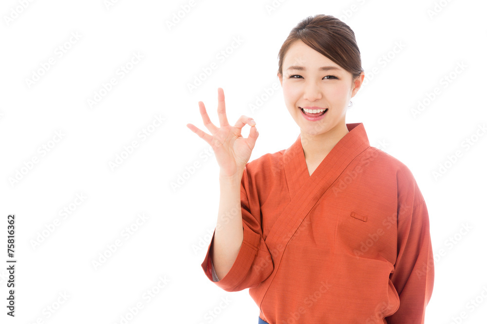 asian businesswoman on white background