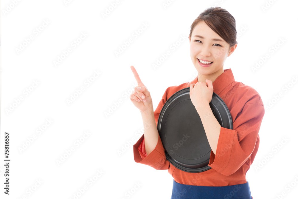 asian businesswoman on white background