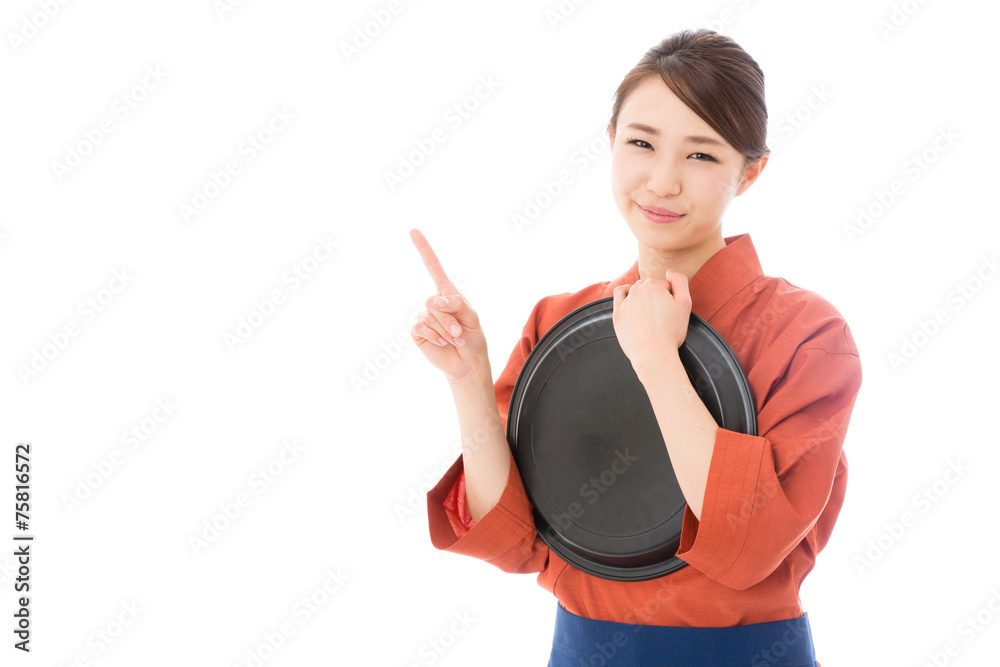 asian businesswoman on white background