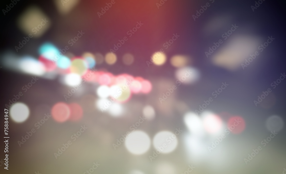 街灯模糊的汽车，城市抽象的bokeh