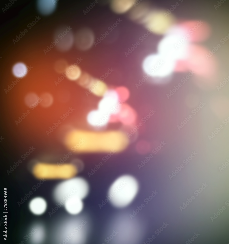 街灯模糊的汽车，城市抽象的bokeh