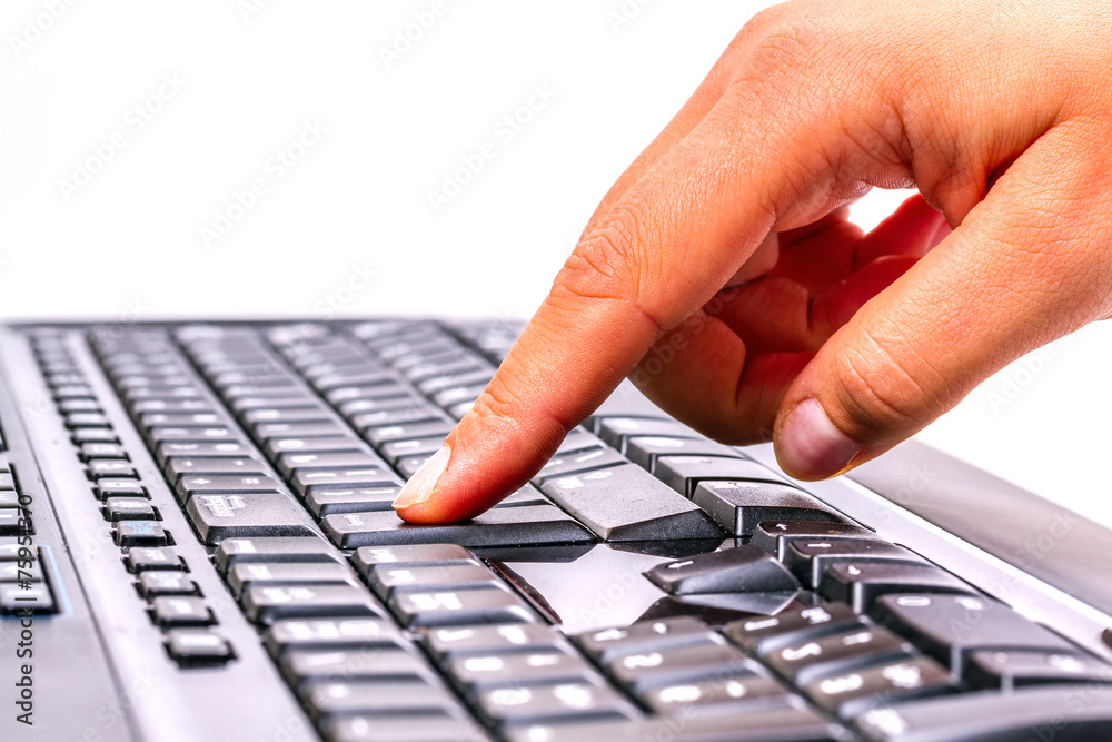 Pressing enter button on the computer keyboard