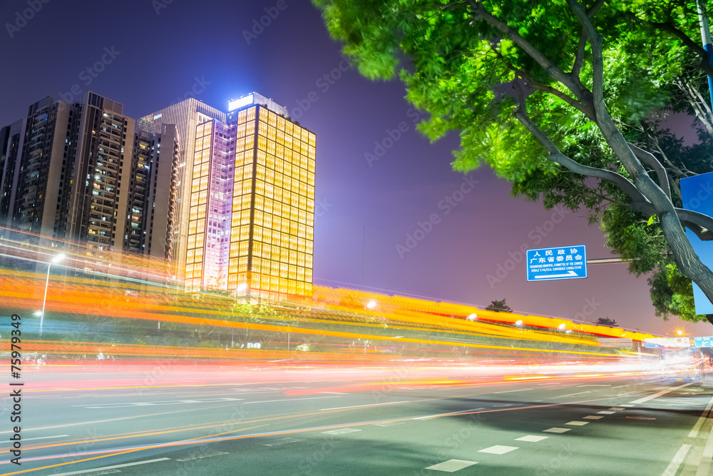 现代建筑道路夜景