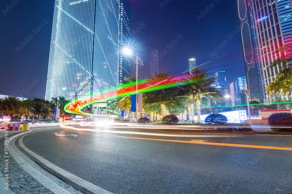 现代建筑道路夜景