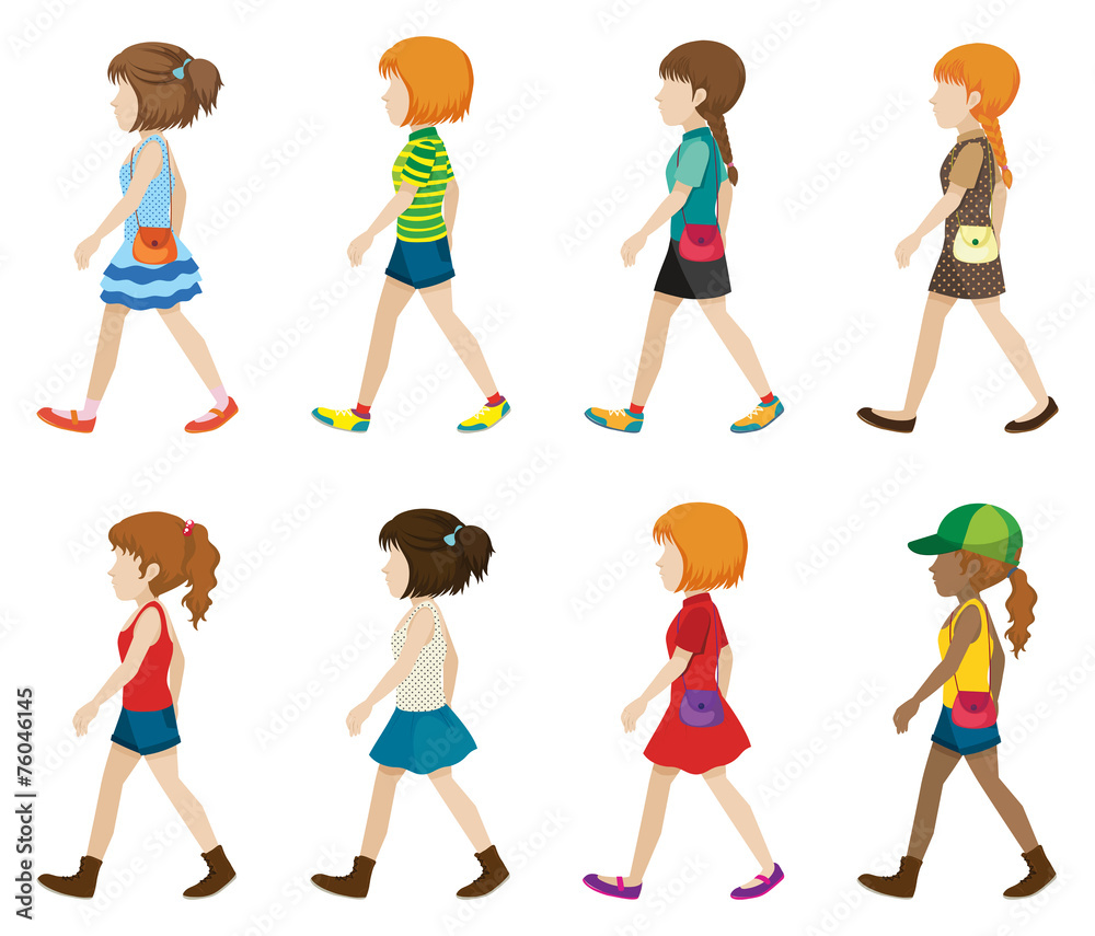 Faceless teenagers walking