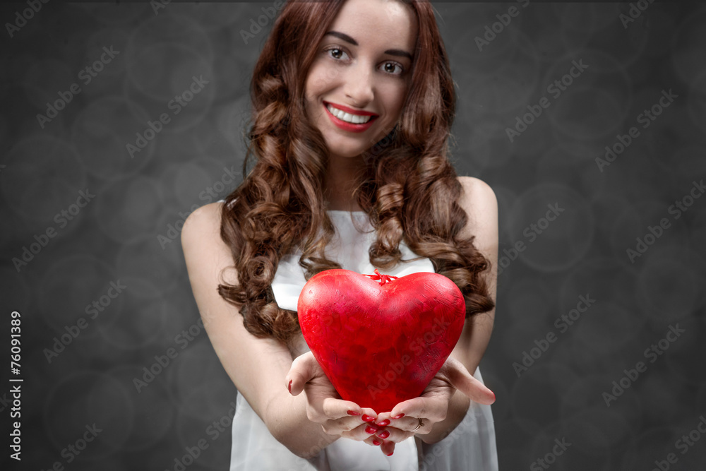 Woman with red heart