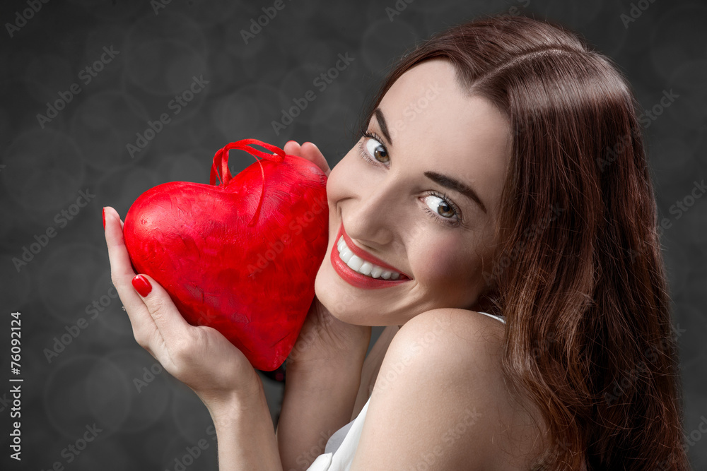 Woman with red heart