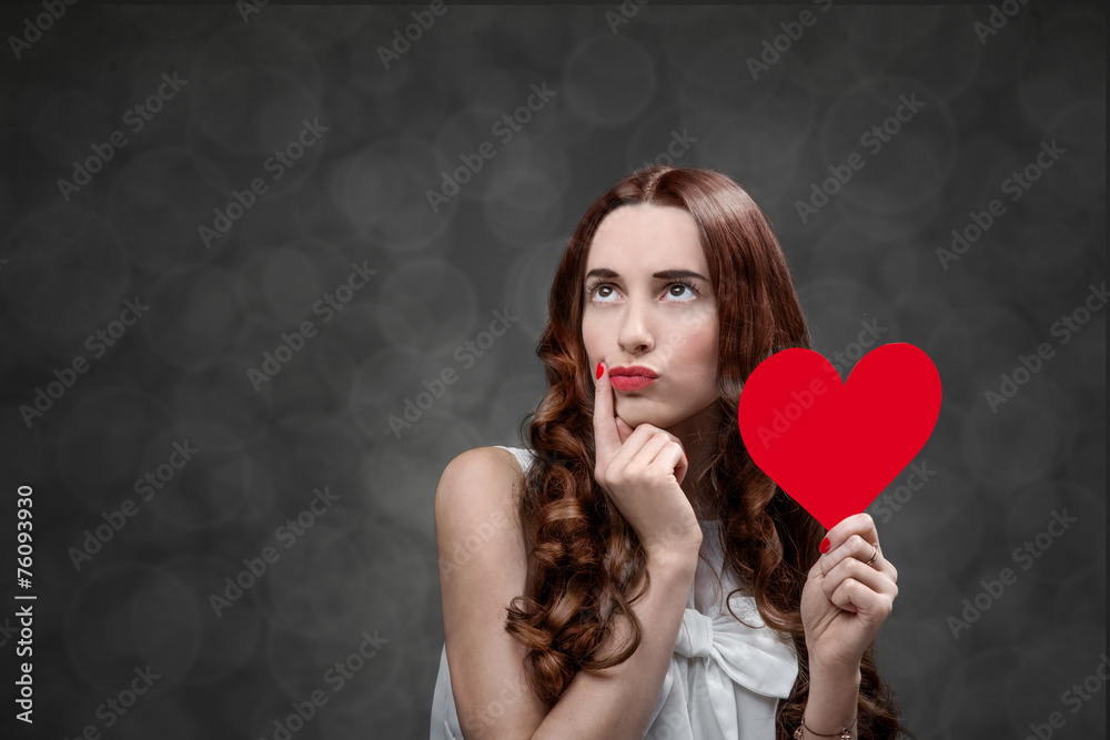 Woman with red heart