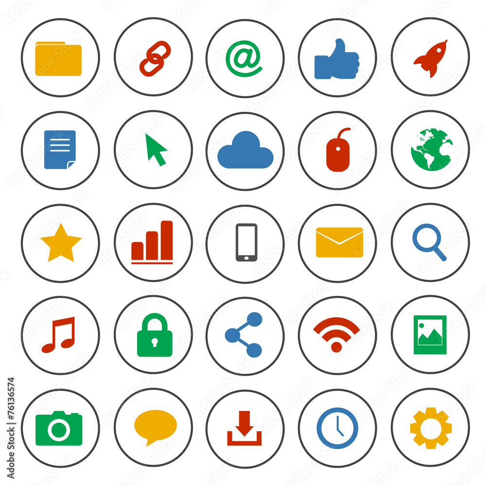 Vector of Flat Design Social Network Icons Technology Concept