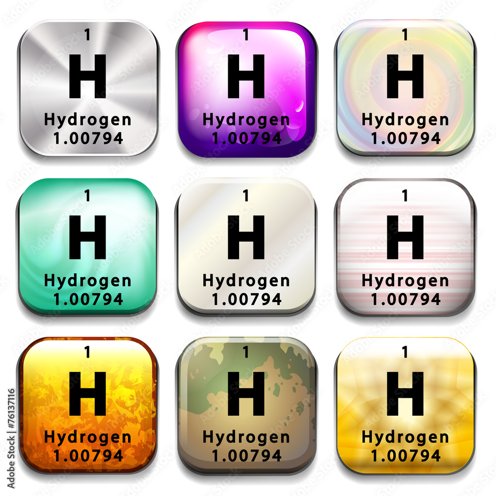 A periodic table button showing the Hydrogen