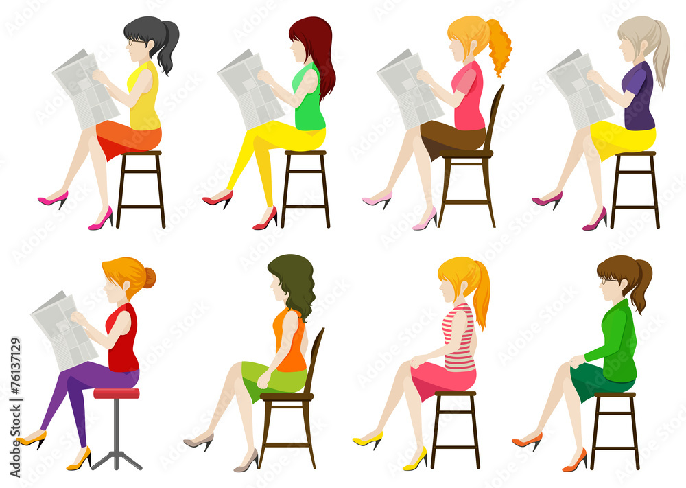 Faceless ladies sitting down