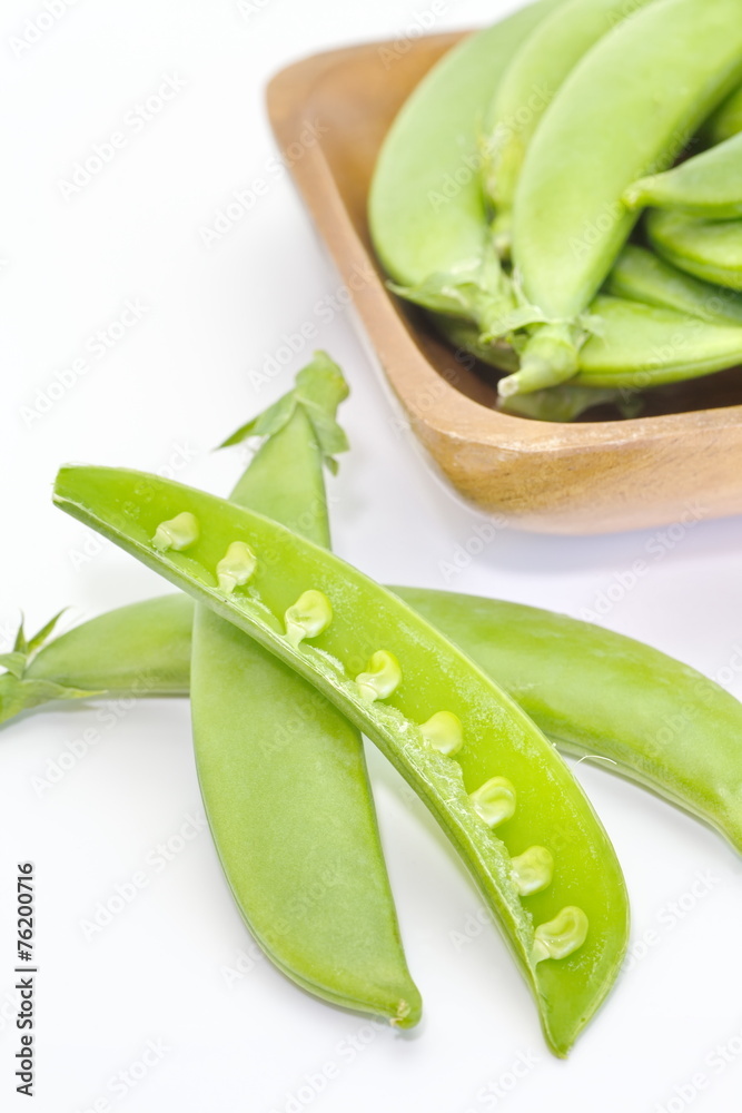 Fresh garden pea isolate on white background