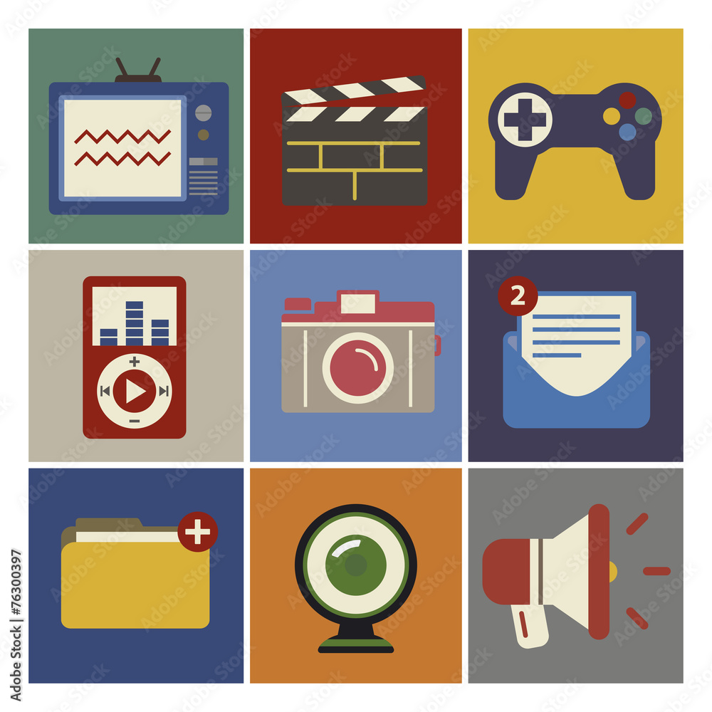 Social Media Funky Internet Symbols Icons Vector Concept