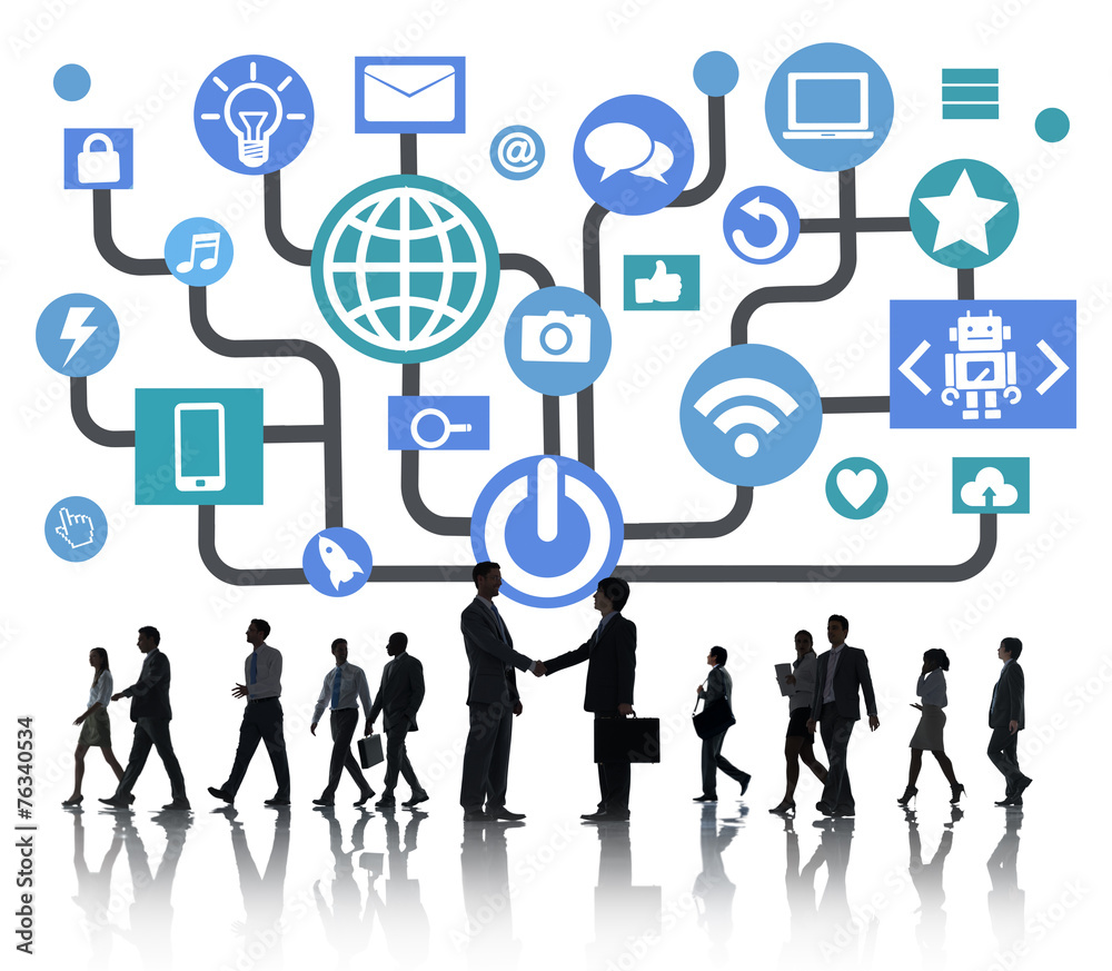 Global Communications Social Networking Handshake Concept