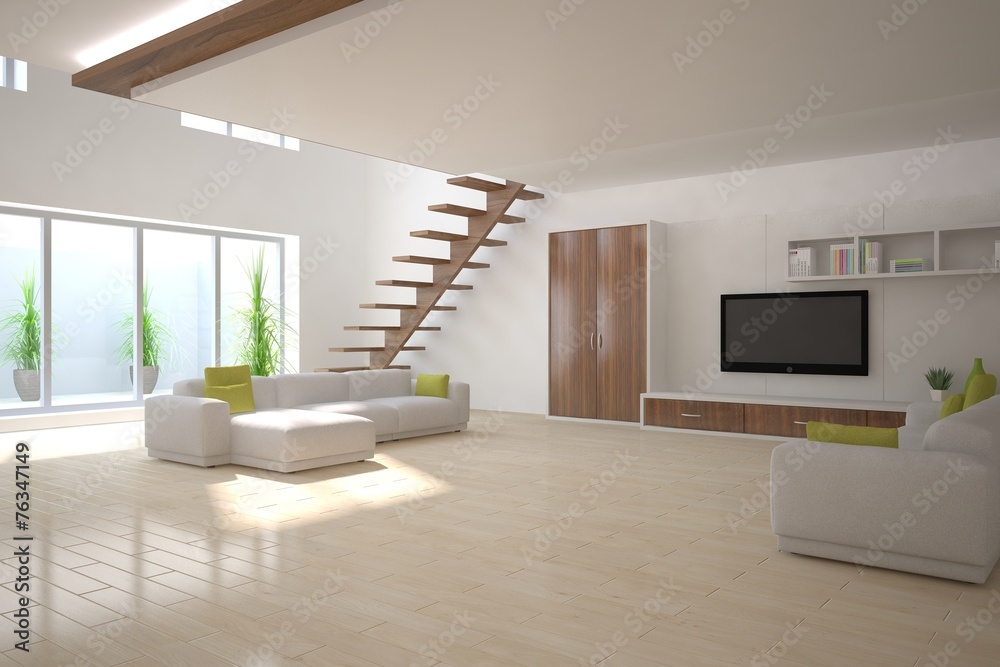 white 3d interior design