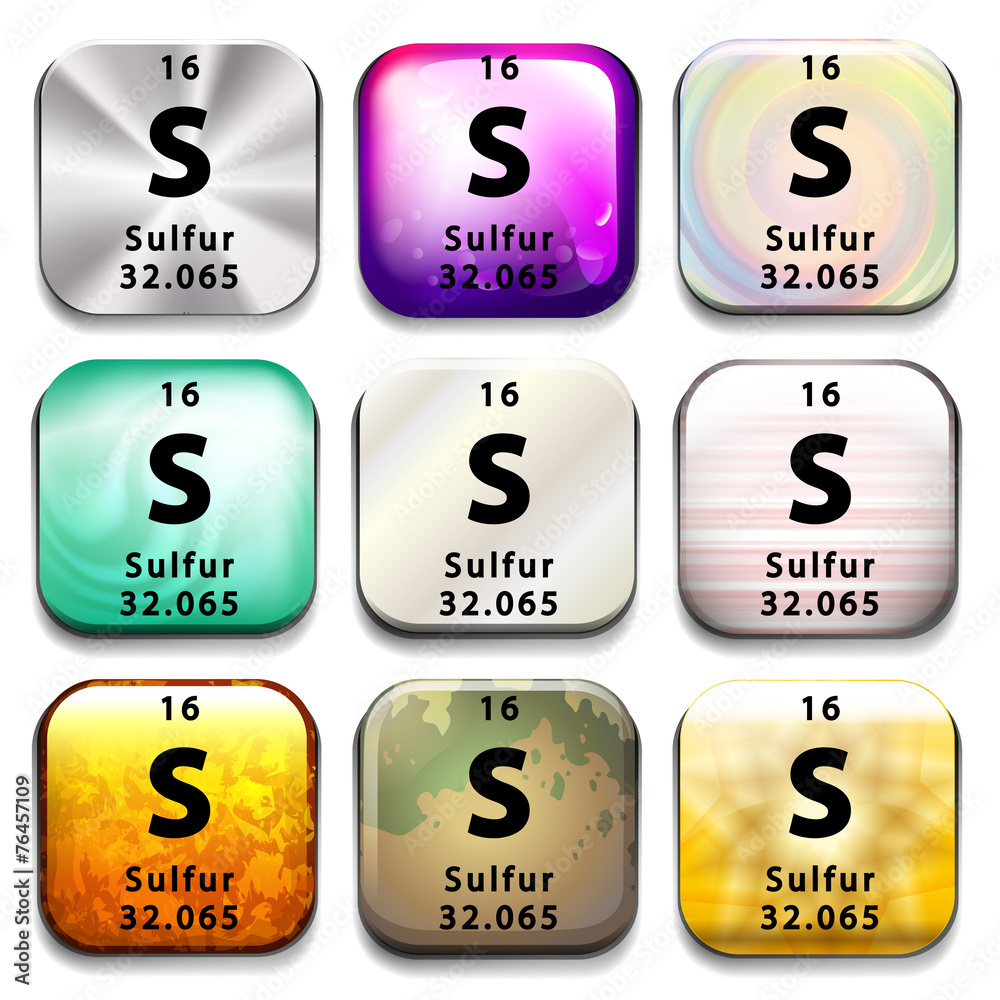 A button showing the element Sulfur