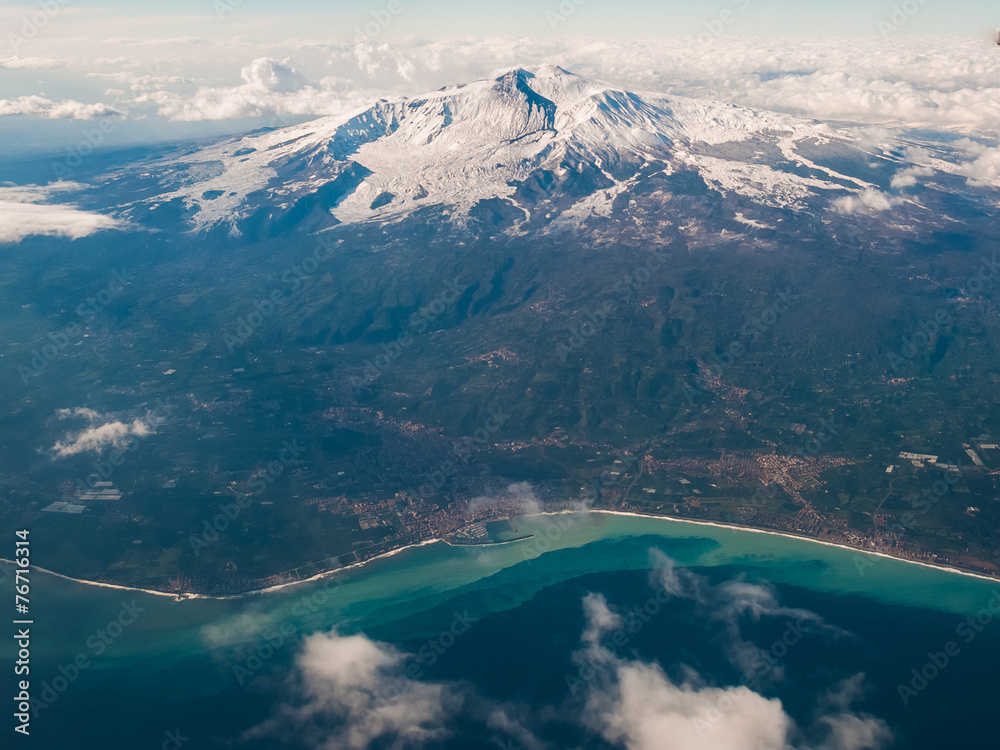 埃特纳火山鸟瞰图