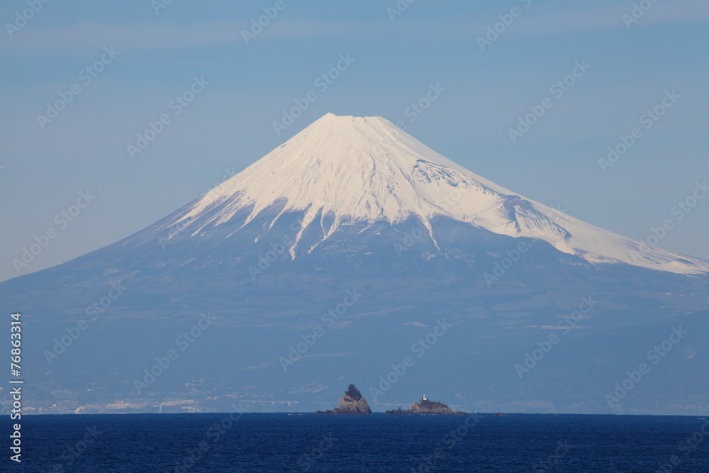 Mountain Fuji and sea from Izu city Shizuoka prefecture , Japan