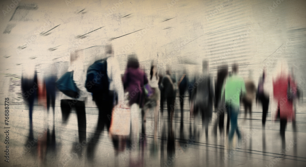 Casual People Rush Hour Walking Commuting City Concept