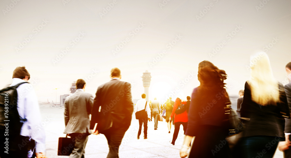 People Commuter Walking Rush Hour Traveling Concept