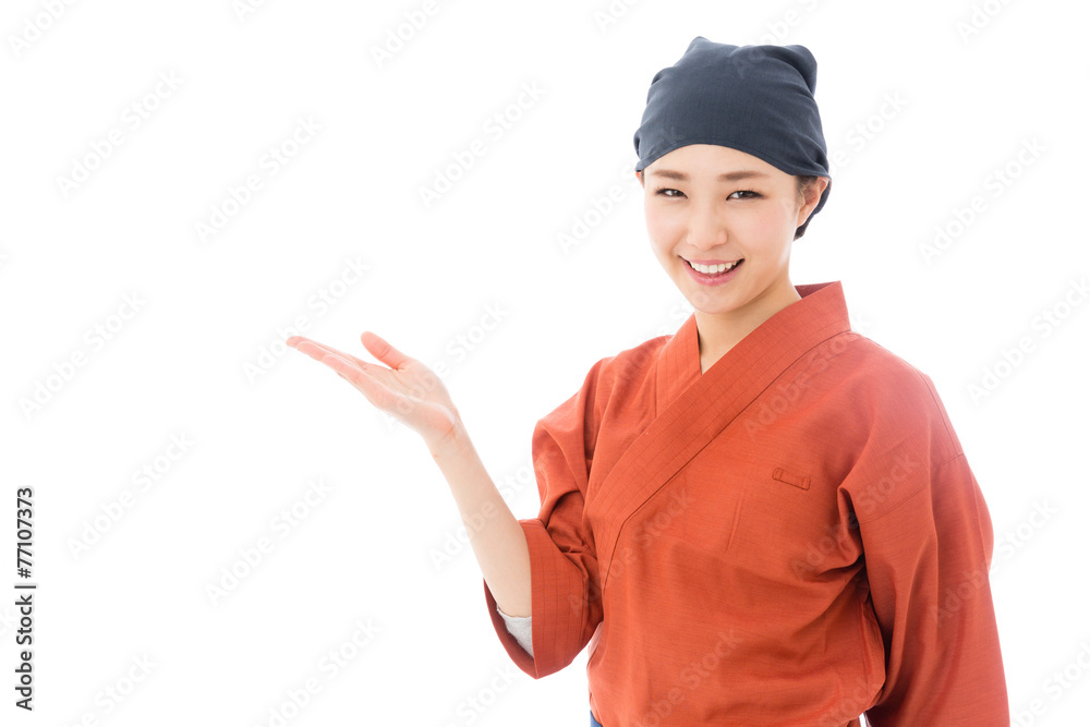 young asian woman on white background