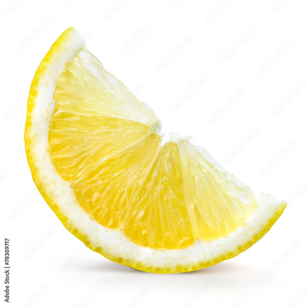 Lemon fruit. Slice isolated on white