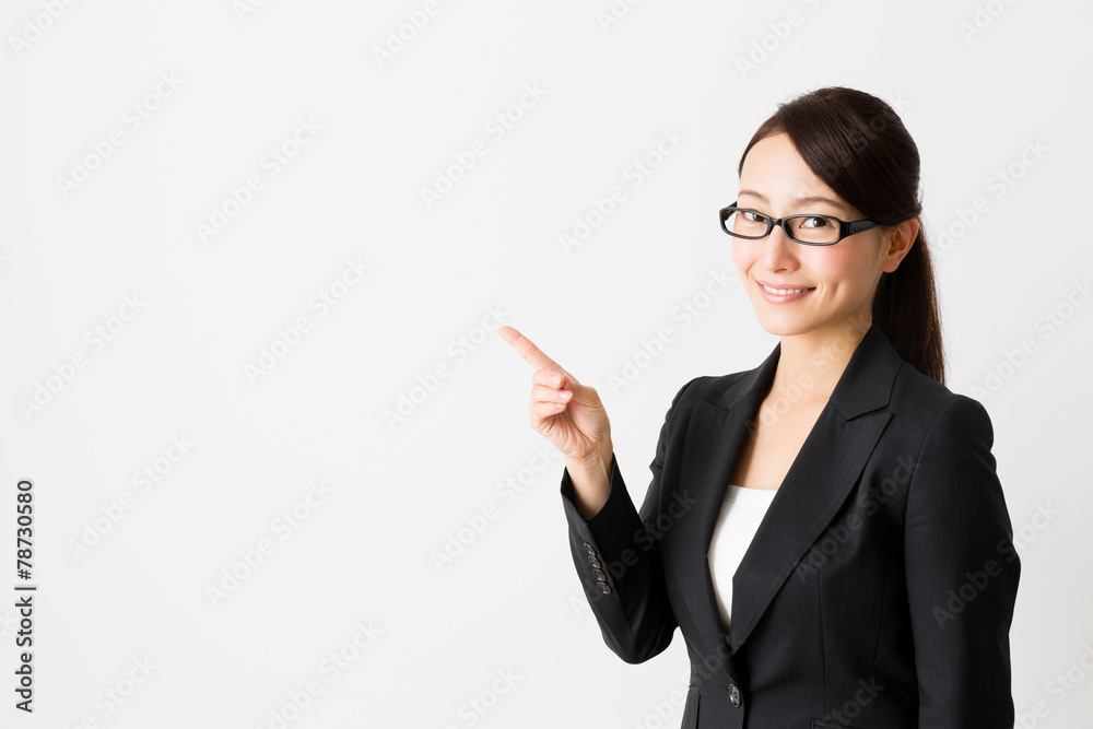 asian businesswoman on white background