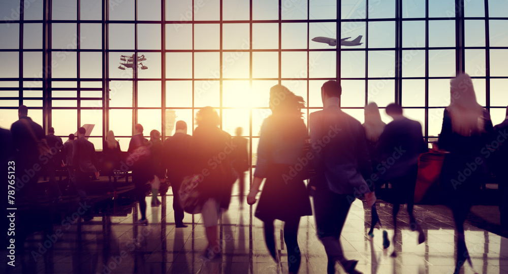 People Commuter Walking Rush Hour Traveling Concept