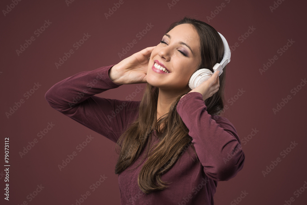 Smiling woman with headphones