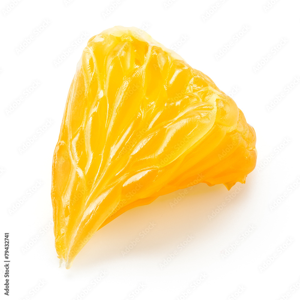 Orange fruit. Small slice isolated on white. With clipping path.