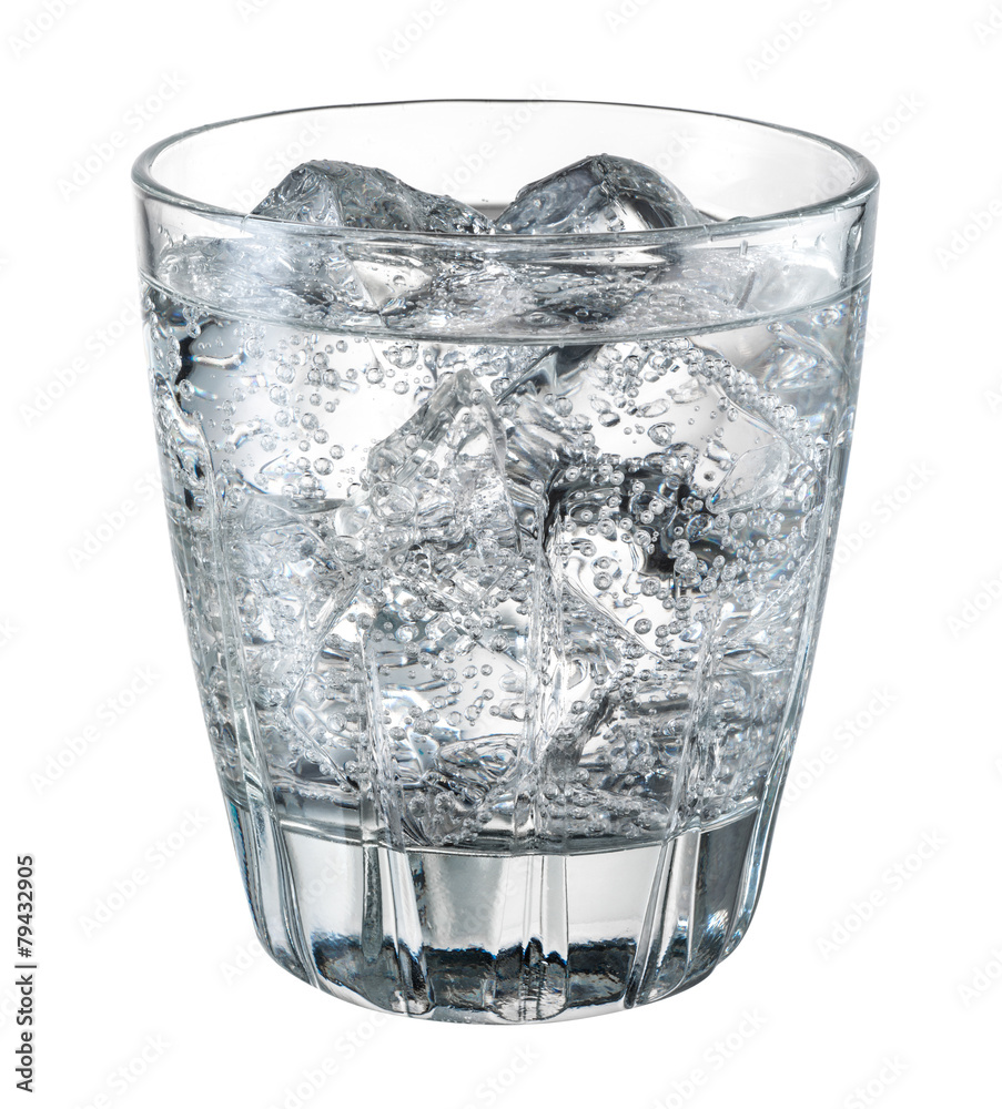 Water with ice. With clipping path