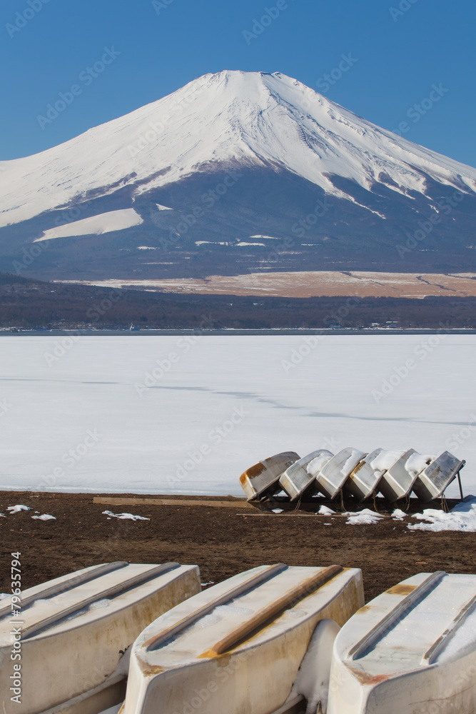 冬季富士山和山中湖