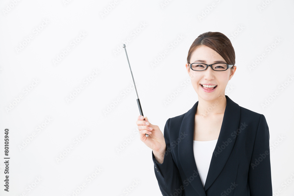 asian businesswoman on white background