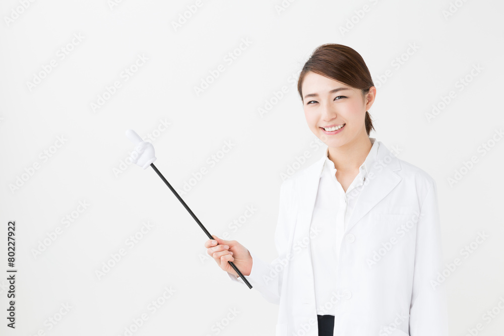 young asian doctor on white background